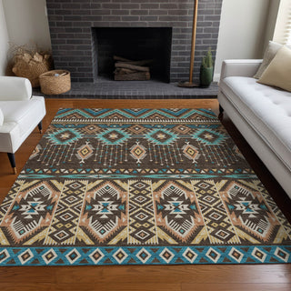 Piper Looms Chantille Aztec ACN1851 Brown Machine Washable Area Rug Lifestyle Image Feature