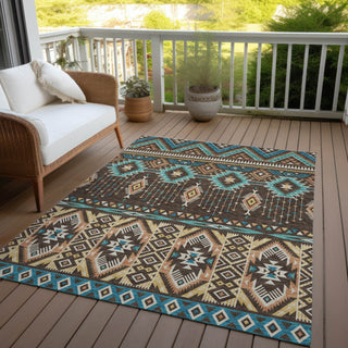 Piper Looms Chantille Aztec ACN1851 Brown Machine Washable Area Rug Outdoor Lifestyle Image Feature