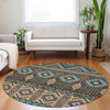 Piper Looms Chantille Aztec ACN1851 Brown Machine Washable Area Rug Round Lifestyle Image Feature