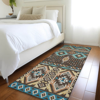 Piper Looms Chantille Aztec ACN1851 Brown Machine Washable Area Rug Runner Lifestyle Image Feature