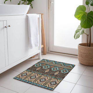 Piper Looms Chantille Aztec ACN1851 Brown Machine Washable Area Rug Scatter Lifestyle Image Feature