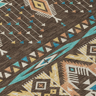 Piper Looms Chantille Aztec ACN1851 Brown Machine Washable Area Rug Swatch Image