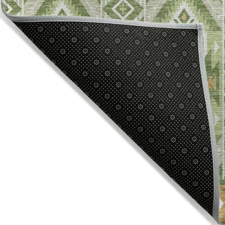 Piper Looms Chantille Aztec ACN1851 Green Machine Washable Area Rug Backing Image