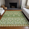 Piper Looms Chantille Aztec ACN1851 Green Machine Washable Area Rug Lifestyle Image Feature