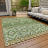 Piper Looms Chantille Aztec ACN1851 Green Machine Washable Area Rug Outdoor Lifestyle Image Feature