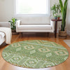 Piper Looms Chantille Aztec ACN1851 Green Machine Washable Area Rug Round Lifestyle Image Feature
