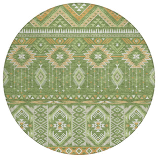 Piper Looms Chantille Aztec ACN1851 Green Machine Washable Area Rug Round Main Image