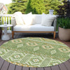 Piper Looms Chantille Aztec ACN1851 Green Machine Washable Area Rug Round Outdoor Lifestyle Image Feature