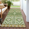 Piper Looms Chantille Aztec ACN1851 Green Machine Washable Area Rug Runner Outdoor Lifestyle Image Feature