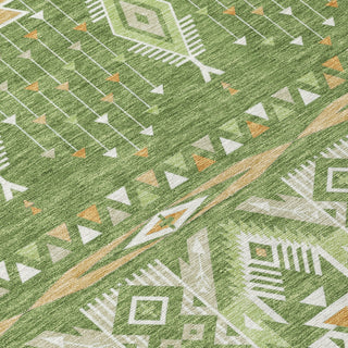 Piper Looms Chantille Aztec ACN1851 Green Machine Washable Area Rug Swatch Image
