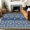 Piper Looms Chantille Aztec ACN1851 Navy Machine Washable Area Rug Lifestyle Image Feature
