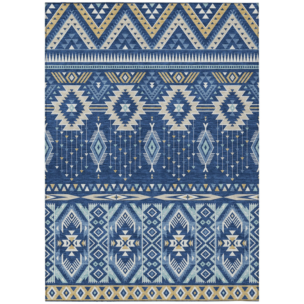 Piper Looms Chantille Aztec ACN1851 Navy Machine Washable Area Rug main image
