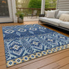Piper Looms Chantille Aztec ACN1851 Navy Machine Washable Area Rug Outdoor Lifestyle Image Feature