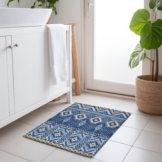 Piper Looms Chantille Aztec ACN1851 Navy Machine Washable Area Rug Scatter Lifestyle Image Feature