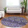 Piper Looms Chantille Aztec ACN1851 Purple Machine Washable Area Rug Round Lifestyle Image Feature