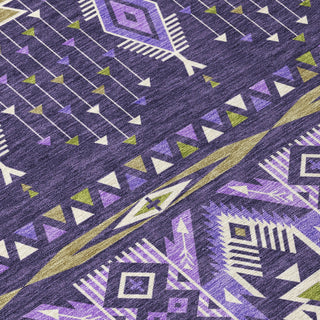 Piper Looms Chantille Aztec ACN1851 Purple Machine Washable Area Rug Swatch Image