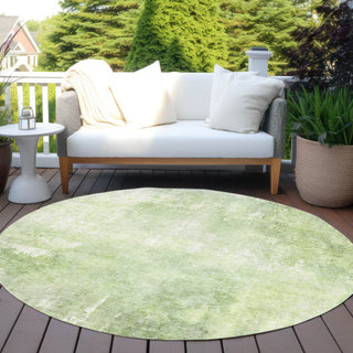 Piper Looms Chantille Modern ACN1852 Aloe Machine Washable Area Rug Round Outdoor Lifestyle Image Feature