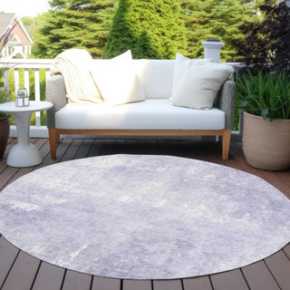 Piper Looms Chantille Modern ACN1852 Lavender Machine Washable Area Rug Round Outdoor Lifestyle Image Feature