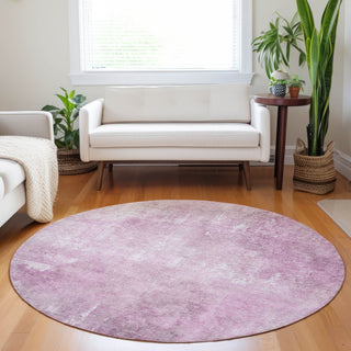 Piper Looms Chantille Modern ACN1852 Pink Machine Washable Area Rug Round Lifestyle Image Feature
