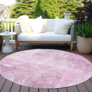 Piper Looms Chantille Modern ACN1852 Pink Machine Washable Area Rug Round Outdoor Lifestyle Image Feature