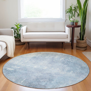 Piper Looms Chantille Modern ACN1852 Sky Machine Washable Area Rug Round Lifestyle Image Feature