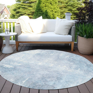 Piper Looms Chantille Modern ACN1852 Sky Machine Washable Area Rug Round Outdoor Lifestyle Image Feature