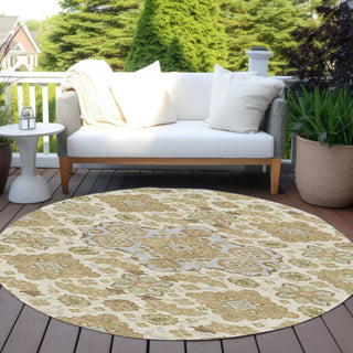 Piper Looms Chantille Global ACN1853 Beige Machine Washable Area Rug Round Outdoor Lifestyle Image Feature