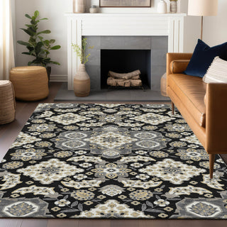 Piper Looms Chantille Global ACN1853 Black Machine Washable Area Rug Lifestyle Image Feature