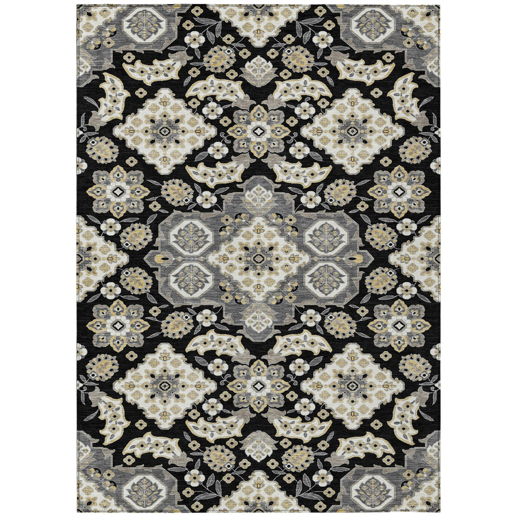 Piper Looms Chantille Global ACN1853 Black Machine Washable Area Rug main image