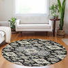 Piper Looms Chantille Global ACN1853 Black Machine Washable Area Rug Round Lifestyle Image Feature