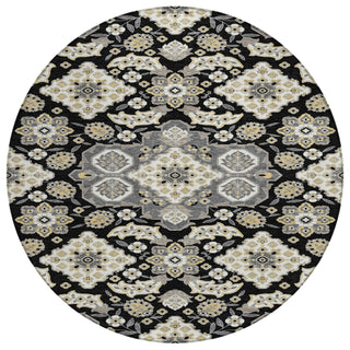 Piper Looms Chantille Global ACN1853 Black Machine Washable Area Rug Round Main Image