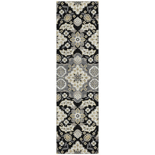 Piper Looms Chantille Global ACN1853 Black Machine Washable Area Rug Runner Main Image
