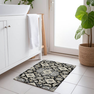 Piper Looms Chantille Global ACN1853 Black Machine Washable Area Rug Scatter Lifestyle Image Feature