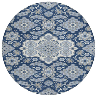 Piper Looms Chantille Global ACN1853 Blue Machine Washable Area Rug Round Main Image