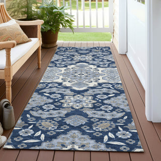 Piper Looms Chantille Global ACN1853 Blue Machine Washable Area Rug Runner Outdoor Lifestyle Image Feature
