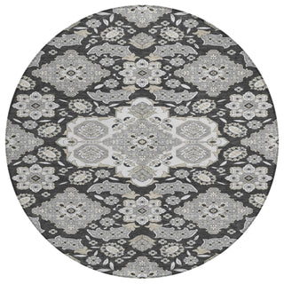 Piper Looms Chantille Global ACN1853 Charcoal Machine Washable Area Rug Round Main Image
