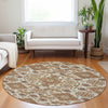 Piper Looms Chantille Global ACN1853 Copper Machine Washable Area Rug Round Lifestyle Image Feature