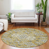 Piper Looms Chantille Global ACN1853 Gold Machine Washable Area Rug Round Lifestyle Image Feature