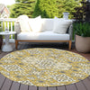 Piper Looms Chantille Global ACN1853 Gold Machine Washable Area Rug Round Outdoor Lifestyle Image Feature