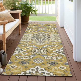 Piper Looms Chantille Global ACN1853 Gold Machine Washable Area Rug Runner Outdoor Lifestyle Image Feature