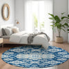 Piper Looms Chantille Global ACN1853 Navy Machine Washable Area Rug Round Lifestyle Image Feature