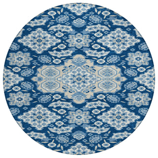 Piper Looms Chantille Global ACN1853 Navy Machine Washable Area Rug Round Main Image