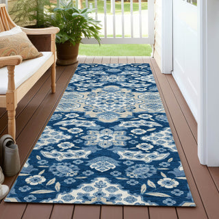 Piper Looms Chantille Global ACN1853 Navy Machine Washable Area Rug Runner Outdoor Lifestyle Image Feature