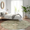 Piper Looms Chantille Global ACN1853 Sage Machine Washable Area Rug Round Lifestyle Image Feature