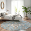 Piper Looms Chantille Global ACN1853 Sky Machine Washable Area Rug Round Lifestyle Image Feature
