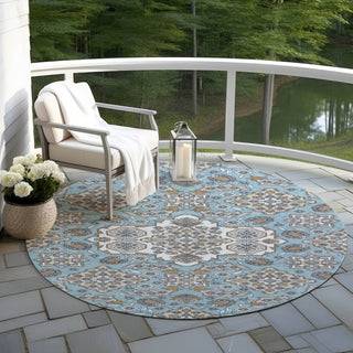 Piper Looms Chantille Global ACN1853 Sky Machine Washable Area Rug Round Outdoor Lifestyle Image Feature
