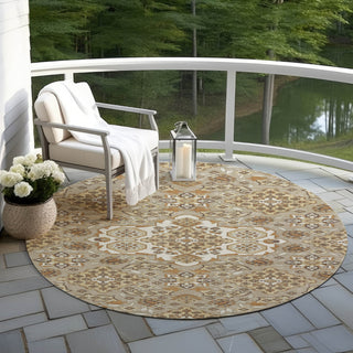 Piper Looms Chantille Global ACN1853 Taupe Machine Washable Area Rug Round Outdoor Lifestyle Image Feature