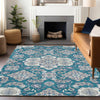 Piper Looms Chantille Global ACN1853 Teal Machine Washable Area Rug Lifestyle Image Feature