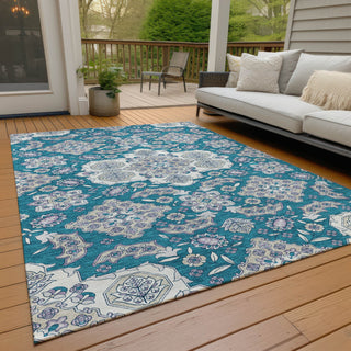 Piper Looms Chantille Global ACN1853 Teal Machine Washable Area Rug Outdoor Lifestyle Image Feature