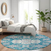Piper Looms Chantille Global ACN1853 Teal Machine Washable Area Rug Round Lifestyle Image Feature